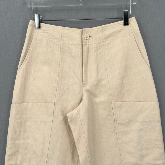 APIECE APART Tapered Barrel Balloon Pants Womens 4 Cream Linen Blend Cargo NEW - Picture 3 of 12